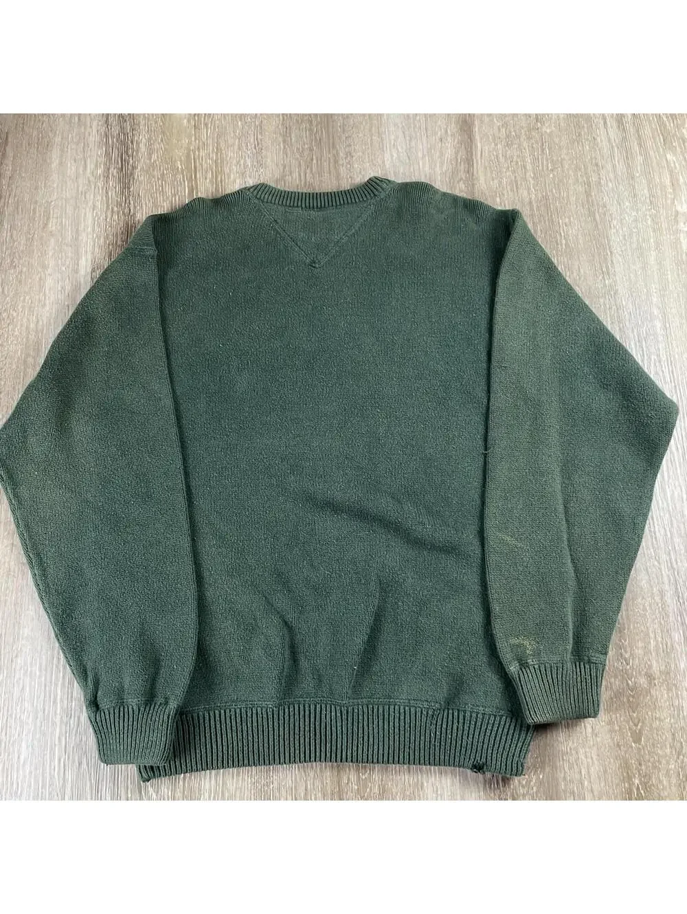 Vintage 90's Tommy Hilfiger Knit Heavy Cotton Sweater Men's Large Olive Green